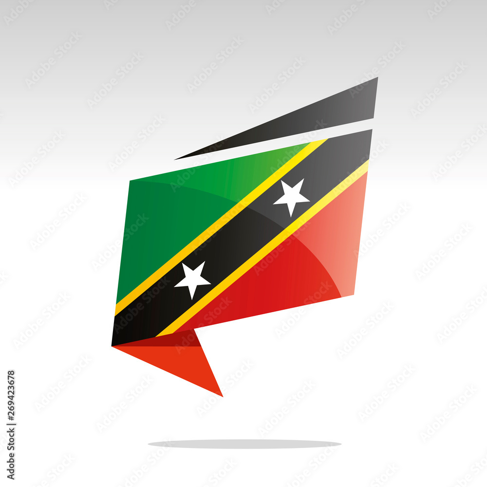 New abstract Saint Kitts and Nevis flag origami logo icon button label vector New abstract Saint Kitts and Nevis flag origami logo icon button label vector