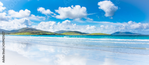 Isle of Harris landscape - beautiful endless sandy beach and turquoise ocean photo