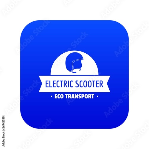 Helmet gyro scooter icon blue vector isolated on white background