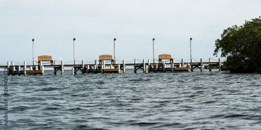 Dock in the Caribbean Sea, Turneffe Island, Belize