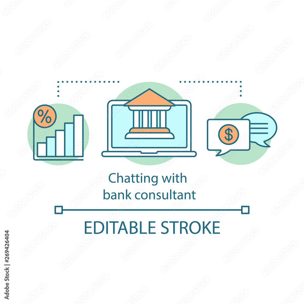 Chatting with bank consultant concept icon Chatting with bank consultant concept icon