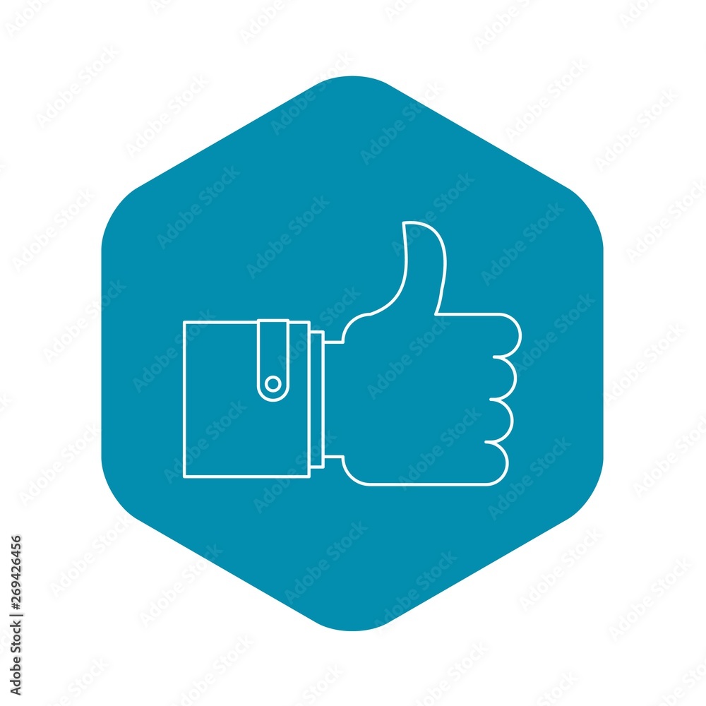 Approval and like sign icon. Outline illustration of approval and like sign vector icon for web Approval and like sign icon. Outline illustration of approval and like sign vector icon for web