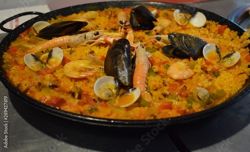 the real Spanish paella with seafood