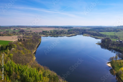 Beautiful lake at Czocha Castle in Lower Silesian Voivodeship, Poland
