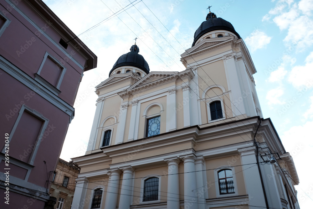 Church, religion. Street in the city of Lviv Ukraine 03.15.19