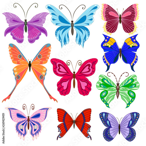 Set of butterflies. Vector illustration. EPS 10 © helenagl