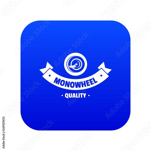 Modern mono wheel icon blue vector isolated on white background
