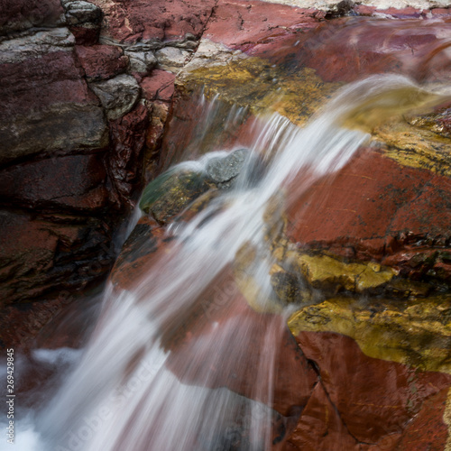 Water falling from rock  Red Rock Canyon Parkway  Waterton Lakes National Park  Alberta  Canada