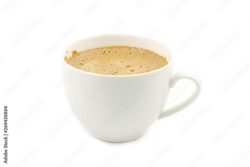 Coffee cup with milk froth isolate on white background Coffee cup with milk froth isolate on white background