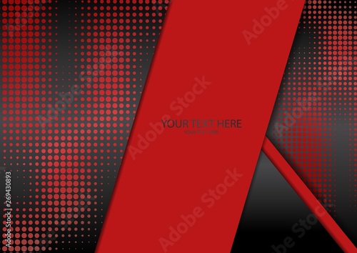 Bright halftone dots and colored inclined ribbons stripes on a dark background. Luxury poster background template.