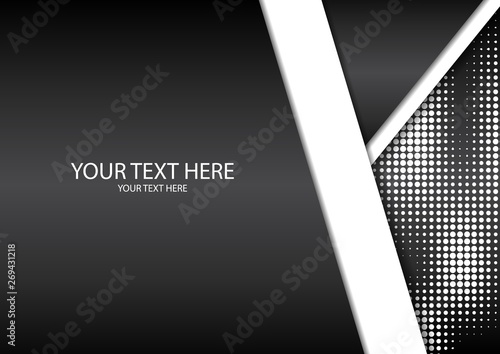 Bright halftone dots and colored inclined ribbons stripes on a dark background. Luxury poster background template.