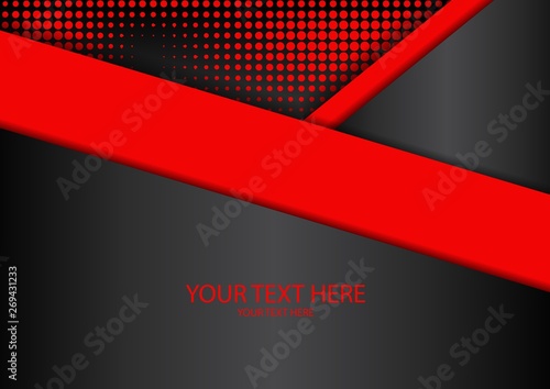 Bright halftone dots and colored inclined ribbons stripes on a dark background. Luxury poster background template.