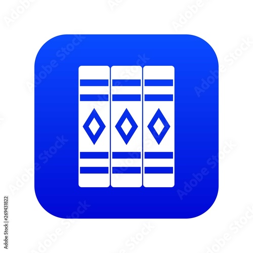 Three literary books icon digital blue for any design isolated on white vector illustration