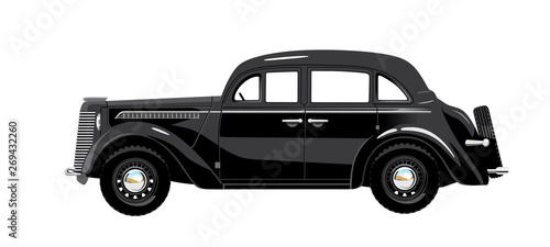 Retro car on white background