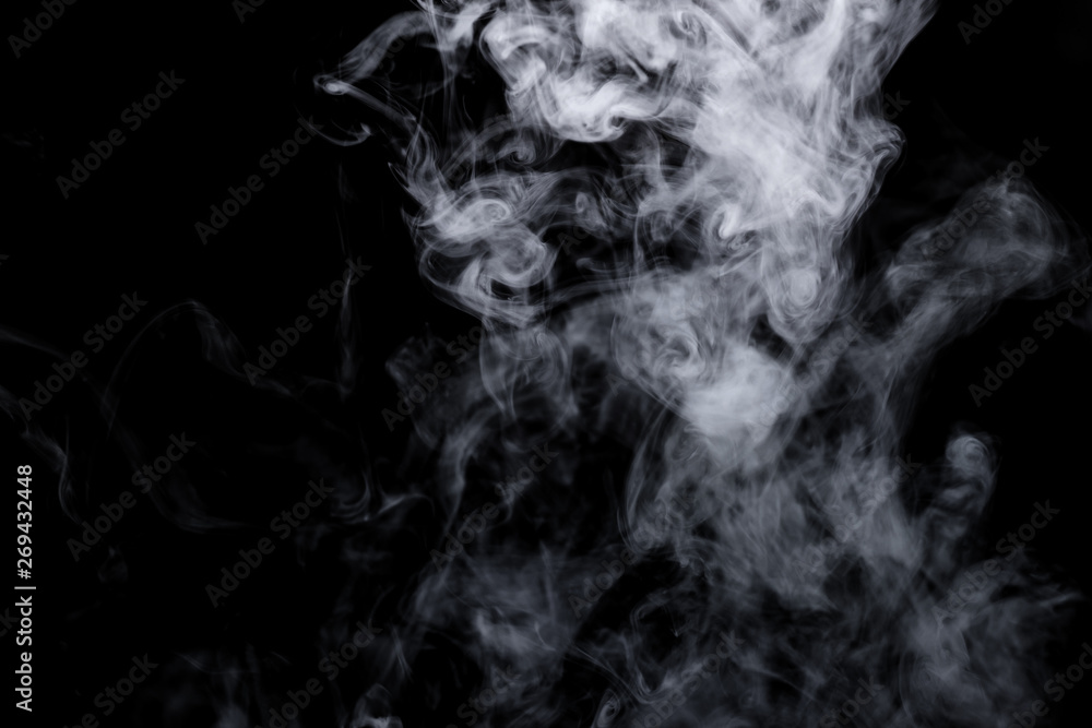 Dry ice smoke Floating in the air, black background