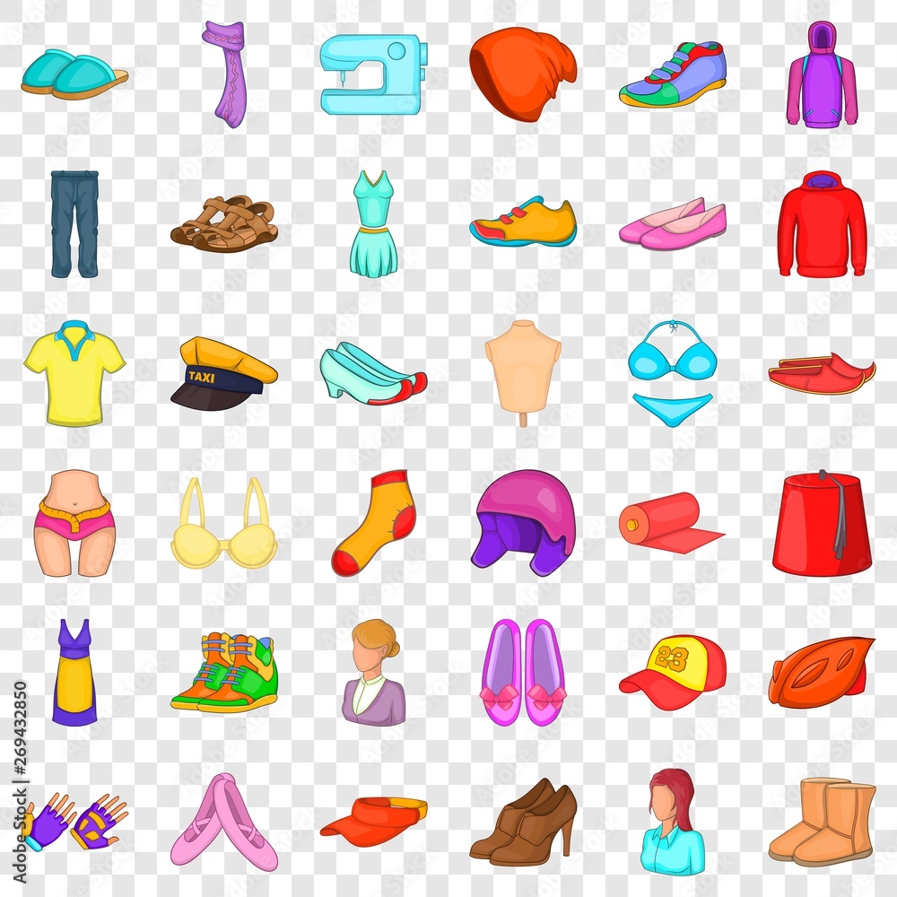 Costume icons set. Cartoon style of 36 costume vector icons for web for any design Costume icons set. Cartoon style of 36 costume vector icons for web for any design