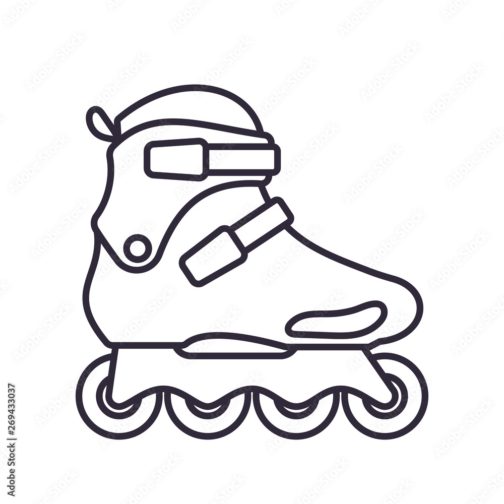 Freeskate Inline Roller Skates icon isolated on white background. Outline  vector illustration Stock Vector | Adobe Stock