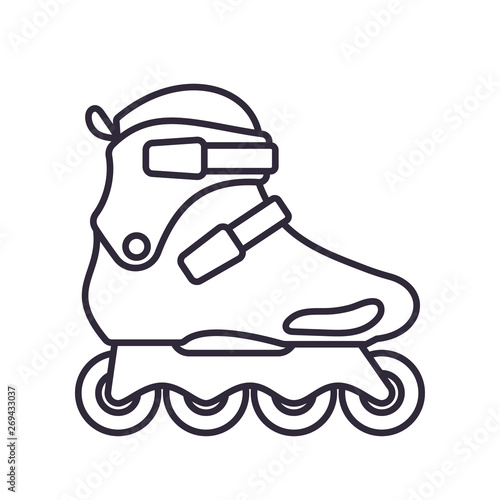 Freeskate Inline Roller Skates icon isolated on white background. Outline vector illustration