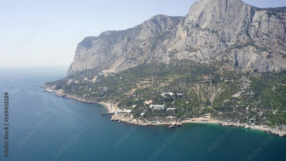 Aerial of small villages on the Crimean coast of the Black Sea. Aerial of small villages on the Crimean coast of the Black Sea.