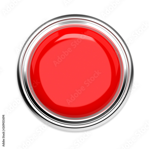 Free Download Red push button. Alarm sign, top view. 3d rendering illustration isolated - GFXLoad