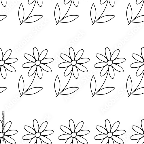 Camomile icon. daisy chamomile. Cute flower plant. Love card symbol. Growing concept. line design. white background. Isolated. Vector illustration seamless chamomile seamless pattern