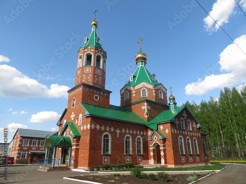 View of the church in the village of Toshi, Russia