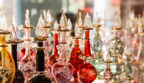 beautiful Arab perfume bottles display in shop