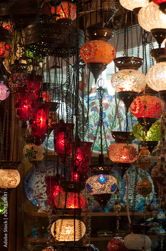 chinese lanterns at bazaar in istanbul