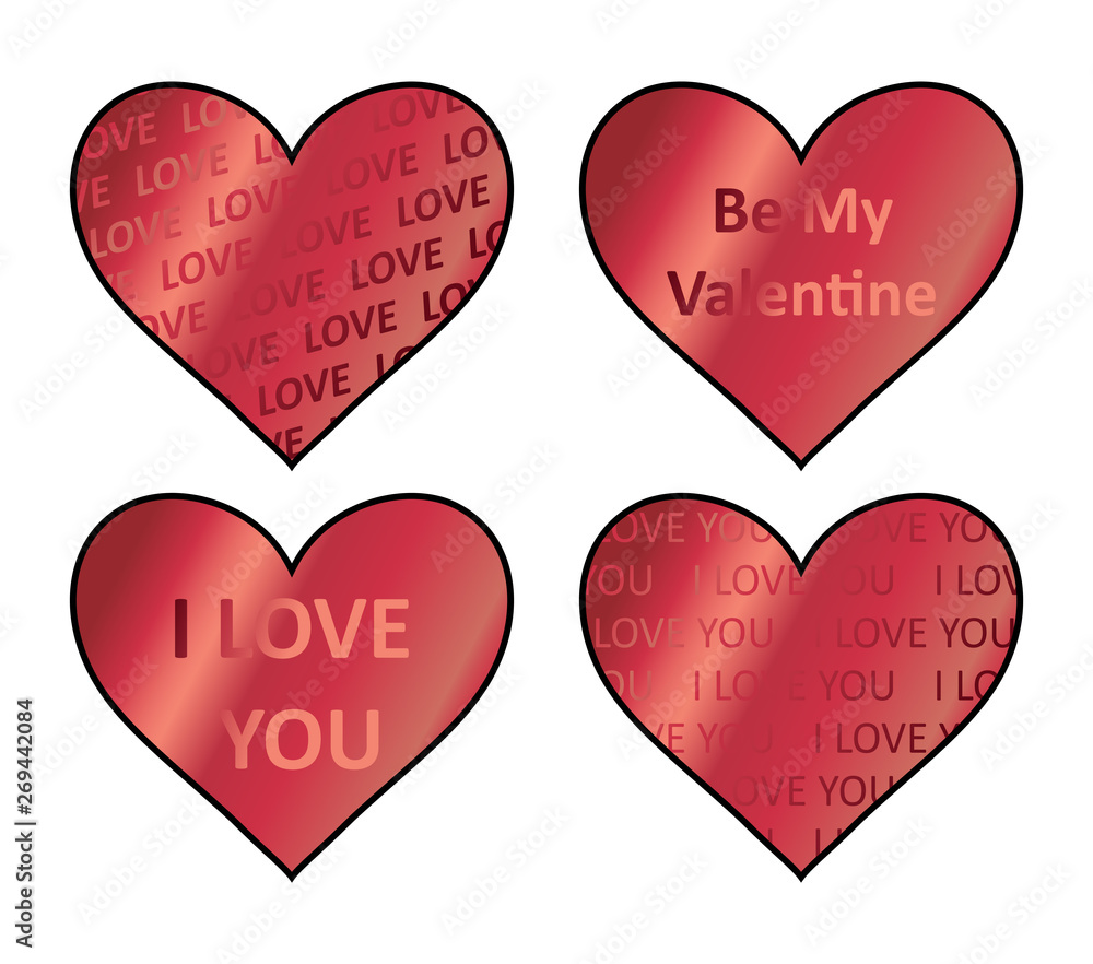 Heart holograms sticker set. Vector element, sign, icon, symbol for st Valentine's day Heart holograms sticker set. Vector element, sign, icon, symbol for st Valentine's day