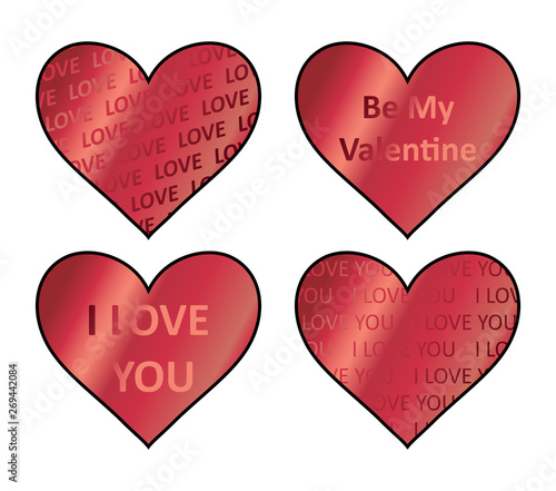 Heart holograms sticker set. Vector element, sign, icon, symbol for st Valentine's day