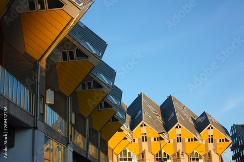 apartments and offices inside the cubic houses of Rotterdam, metropolitan city.