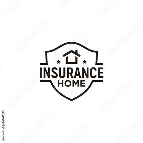 Simple Protect Shield with House Icon for Secure Home Insurance Logo design 