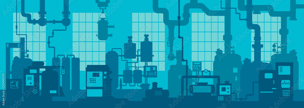Chemical factory industrial zone. Art design the silhouette of the industry 