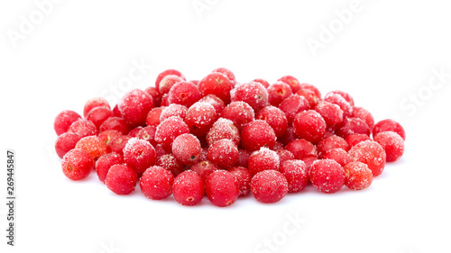 Frozen red berries cowberry isolated.