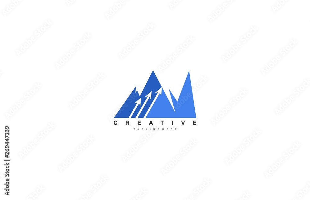 Creative Modern Mountain with Three Arrow Logo Design Creative Modern Mountain with Three Arrow Logo Design