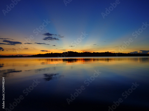 Sunset over an Amazonian lagoon