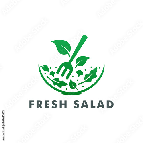 Salad logo, Health food icon design - vector