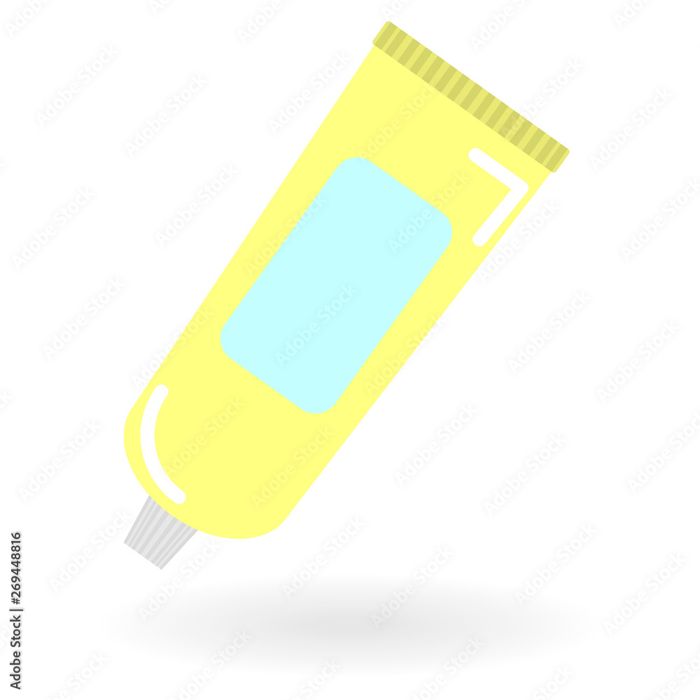 flat toothpaste yellow tube icon with shadow flat toothpaste yellow tube icon with shadow