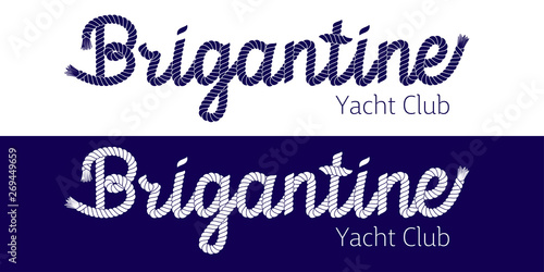 Sea style rope-characters lettering, nautical decorative inscription. Vector illustration EPS 10.
