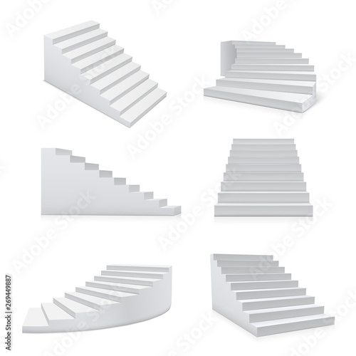 White stairs realistic set  architecture and progress element