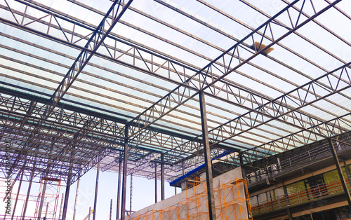 Metal steels and aluminium frame structure for factory and warehouse construction industry