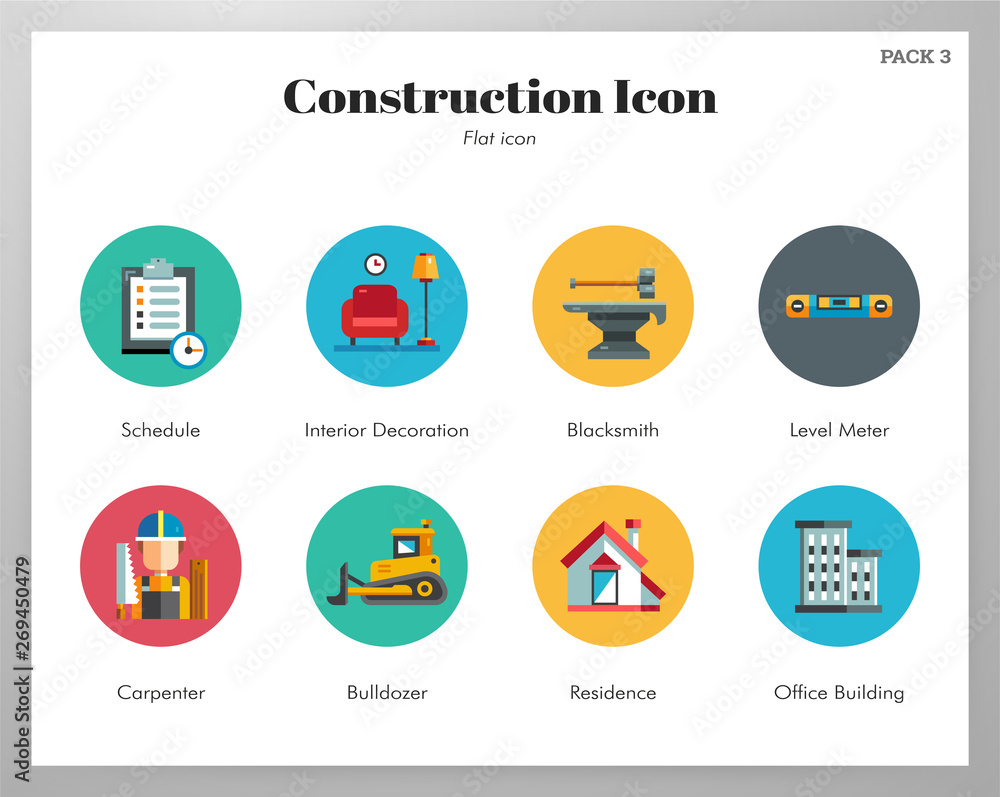 Construction icons flat pack Construction icons flat pack