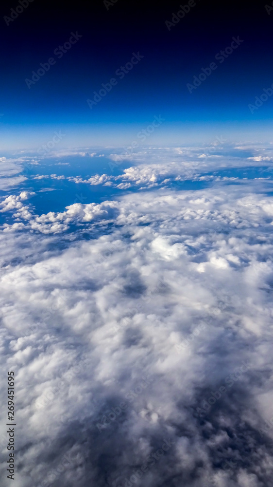 Wonderful view of cloudscape with clear blue sky from above. Wonderful view of cloudscape with clear blue sky from above.