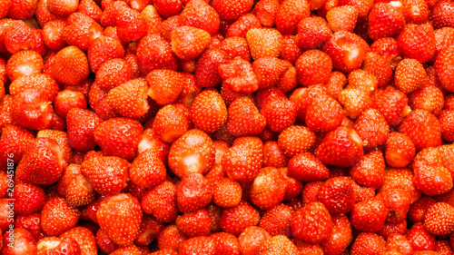 just fresh red strawberries without green leaves
