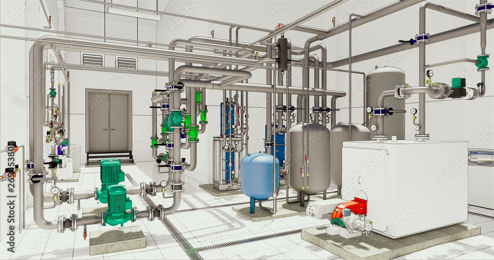 Conceptual visualization of driwing style of utilities at BIM technology - obrazy, fototapety, plakaty 