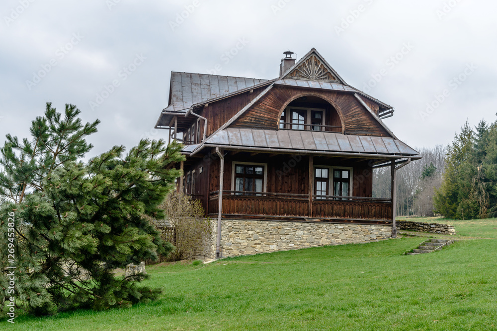 Pieniny mountains, near Czorsztyn Lake.  Villas from beginning of 20th century locatad on bank of the lake. 