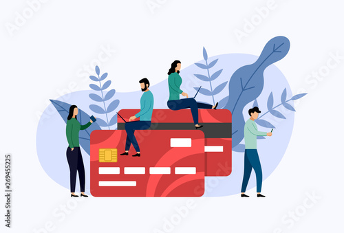 Debit or credit card payment, business concept vector illustration