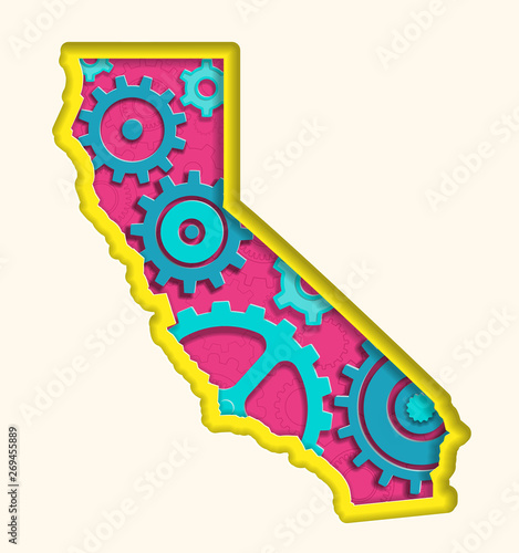 Cut Out California Vector Graphic Illustration 