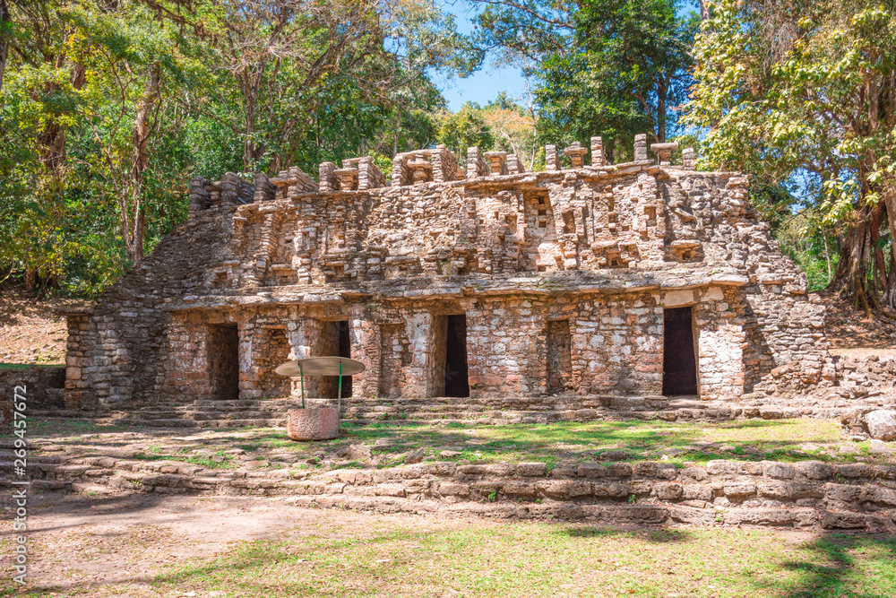 Ancient pyramids of the Mayan Archaeological Site of Yaxchilan in Chiapas, Mexico	