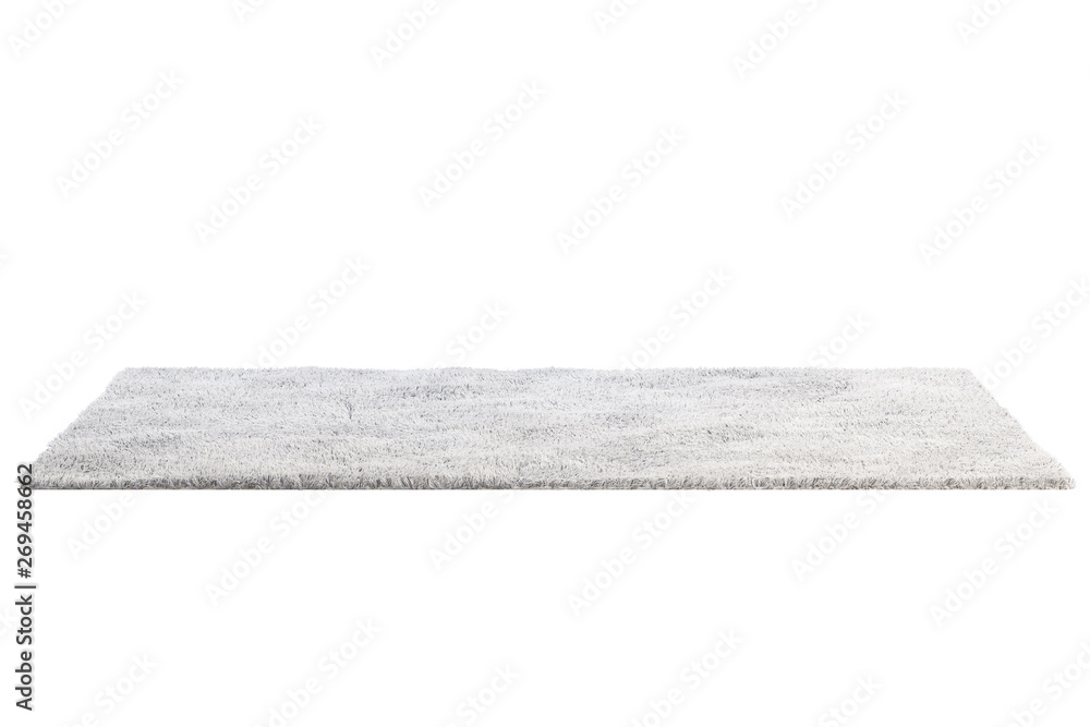 Modern light gray rug with high pile. 3d render Modern light gray rug with high pile. 3d render